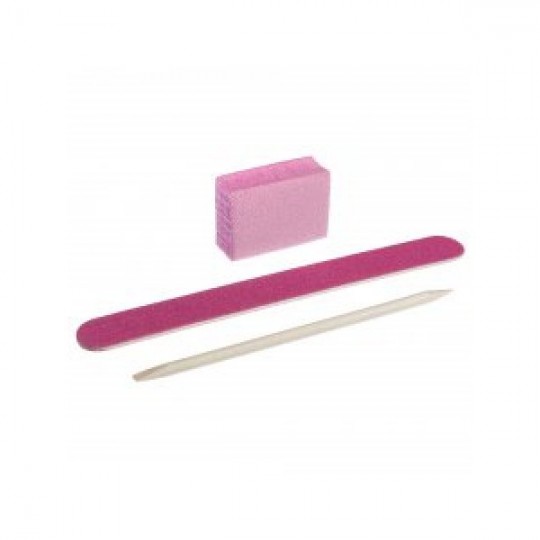Disposable manicure set, color: pink (mini-file 120/120, mini-buff 120/120 , orange stick) Kodi Professional