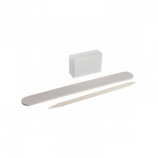 Disposable manicure set, color: white (mini-file 100/100, mini-buff 100/100 , orange stick) Kodi Professional