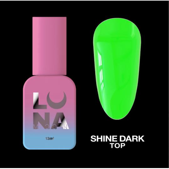 Top for glow-in-the-dark gel polish Top Shine Dark Green 13ml