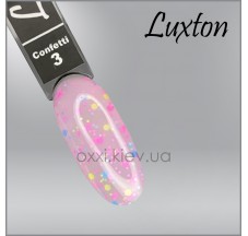 طلاء جل LUXTON Confetti 3، وردي يوجورت فاتح مع كونفيتي ملون، 10 مل