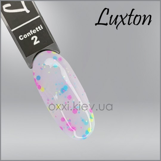 Gel polish LUXTON Confetti 2, yogurt base with colored confetti, 10 ml