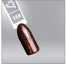 Luxton 159 gel varnish dark brown with red-yellow glitters, 10ml