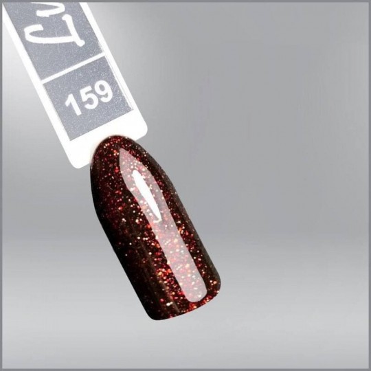 Luxton 159 gel varnish dark brown with red-yellow glitters, 10ml