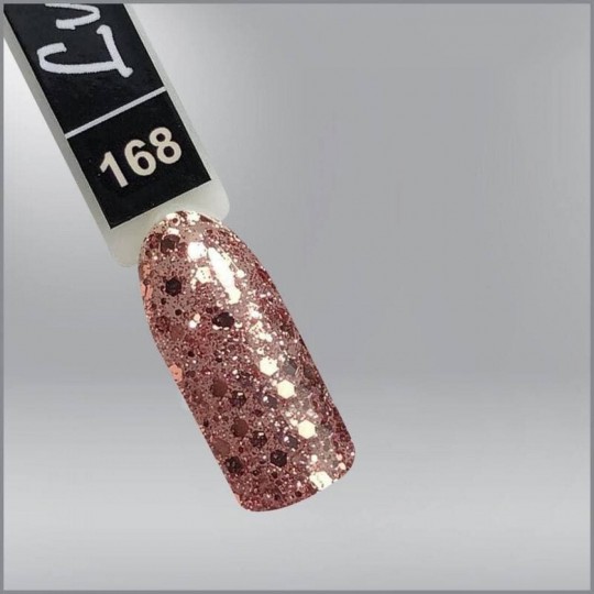 Luxton 168 gel varnish small and large glitters on a delicate transparent pink base, 10ml