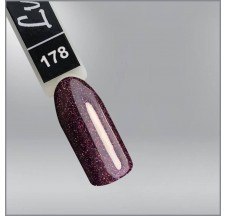 Luxton 178 gel varnish wine plum with colored shimmers, 10ml