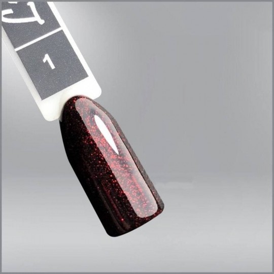 Гель-лак Luxton 001 черный с красными блестками, 10 мл.
