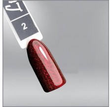 Luxton 002 Wine Gel Lacquer with Red Glitter, 10 ml.