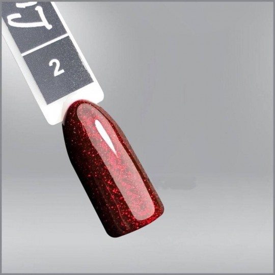 Luxton 002 Wine Gel Lacquer with Red Glitter, 10 ml.