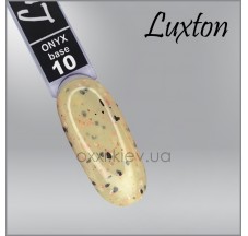 Camouflage base LUXTON Onyx Base 10, soft yellow with black-white flakes and peach foil flakes, 10 ml