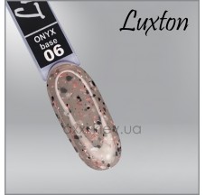 בסיס קמופלאז’ LUXTON Onyx Base 6, אפור-בז’ עם פתיתים שחור-לבן ופתיתי פויל אפרסק, 10 מ״ל