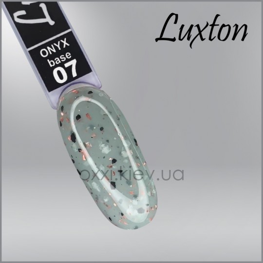 Camouflage base LUXTON Onyx Base 7, light grey with black flakes and peach foil flakes, 10 ml