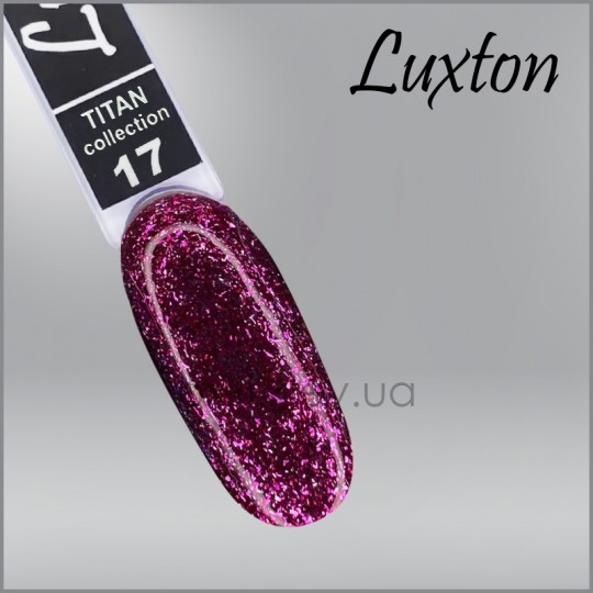 Gel polish LUXTON Titan 17, fuchsia with glitter, 10 ml