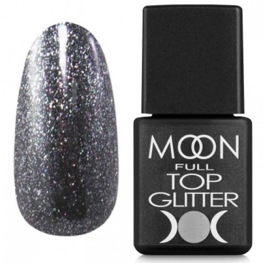 Moon Full Top Glitter Silver №03, 8 מ"ל.