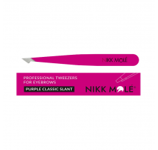Пинцет для бровей скосый (пурпурно-розовый) Nikk Mole