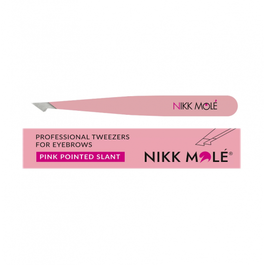 Oblique eyebrow tweezers (pink) Nikk Mole