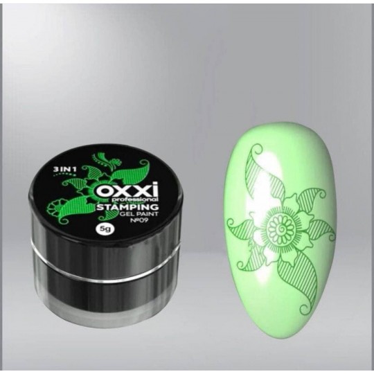 Гель-краска для стемпинга Oxxi Stamping Gel Paint 009 зеленая, 5г