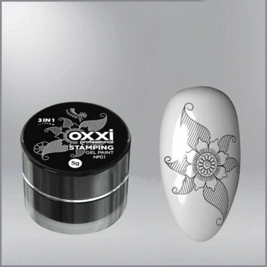 Гель-краска для стемпинга Oxxi Stamping Gel Paint 001 черная, 5г