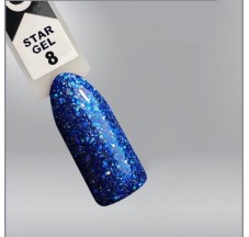 Oxxi star gel 008 gel polish, blue, glitter