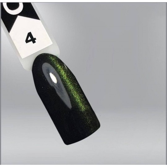 Magnetic gel varnish cat's eye Oxxi Super Cat Effect 004 green strip, 10ml