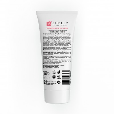 Hand and nail cream with collagen, elastin and peony extract Shelly 45 ml