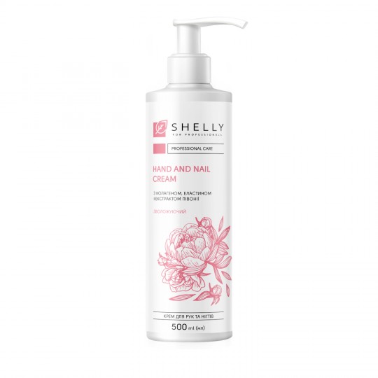 Hand and nail cream with collagen, elastin and peony extract Shelly 500 ml
