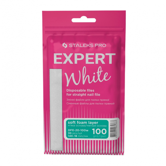 Replacement white files for straight files on a soft base 100 grit STALEKS PRO EXPERT 20 30 pcs