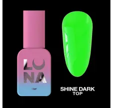 طبقة علوية لطلاء جل يتوهج في الظلام Top Shine Dark Green 13ml