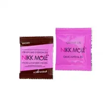NIKK MOLE بني صبغة للحواجب كيس (5 مل) + كريم مؤكسد 3٪ في كيس (5 مل)