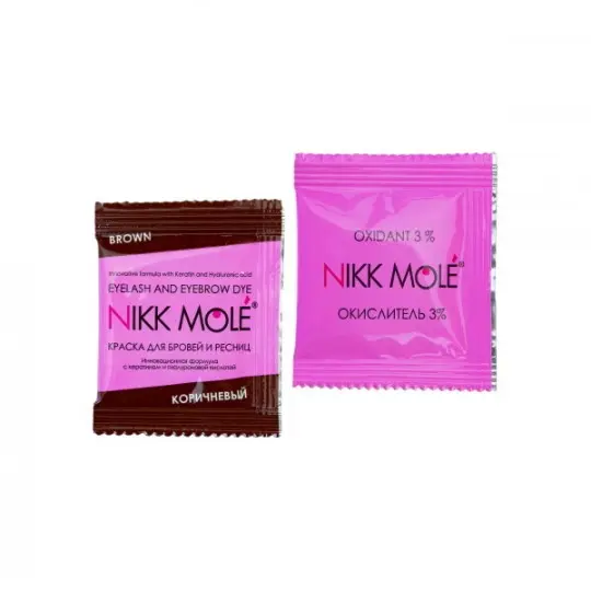 NIKK MOLE Brown Eyebrow Tint sachet (5ml) + cream oxidizer 3% in sachet (5ml)