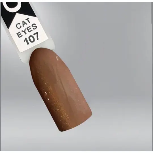 OXXI עיני חתול 107 לק ג'ל, חום בהיר עם הדגשות זהובות, מגנטי.