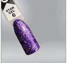 Гель-лак Oxxi Star Gel 006 фиолетовый, глиттерный, 10мл