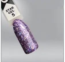 Гель-лак Oxxi Star Gel 005 сиреневый, глиттерный, 10мл