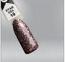 Гель-лак Oxxi Star Gel 010 шоколадно-коричневый, глиттерный, 10мл