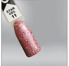 Гель-лак Oxxi Star Gel 011 персиково-розовый, глиттерный, 10мл
