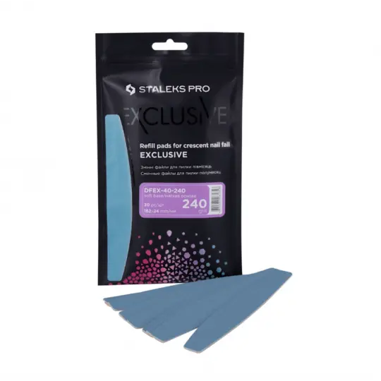A set of replacement files for half-moon files on a soft base 240 grit STALEKS PRO EXCLUSIVE 40 30 pcs