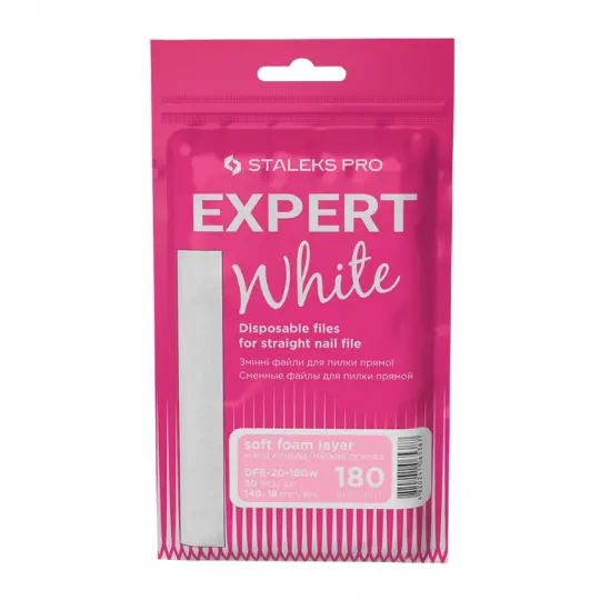 Сменные файлы белые для пилки прямой на мягкой основе 180 грит STALEKS PRO EXPERT 20 30 шт