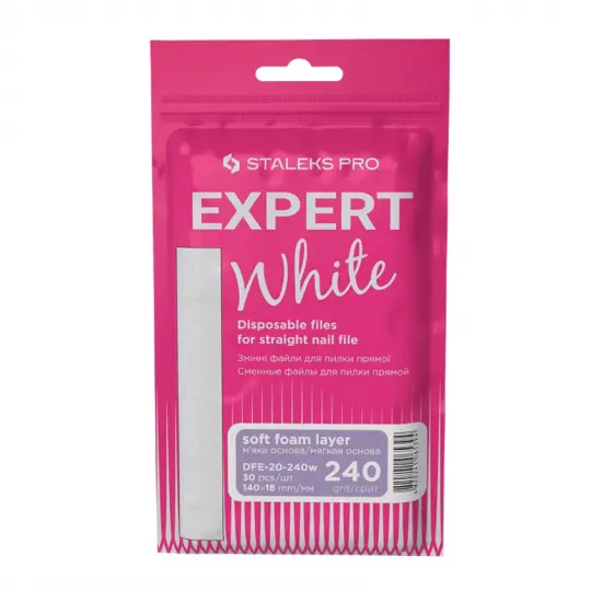 Сменные файлы белые для пилки прямой на мягкой основе 240 грит STALEKS PRO EXPERT 20 30 шт