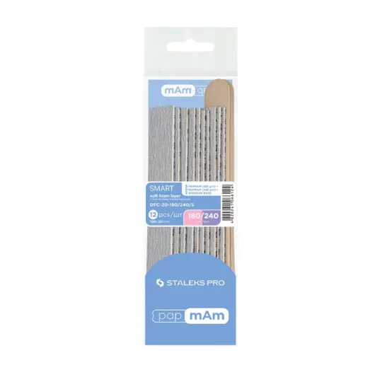 Replacement files papmAm soft 10 pcs and wooden base 2 pcs 180/240 grit STALEKS PRO SMART