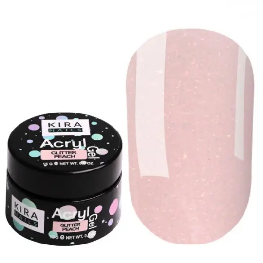 Acryl Gel Glitter Peach 15 ml. Kira Nails