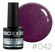 Oxxi gel polish #042 (dark purple with pinkish micro-shine)