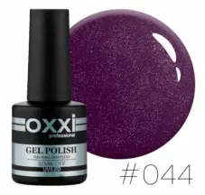 Oxxi gel polish #044 (dark purple, micro-shine)