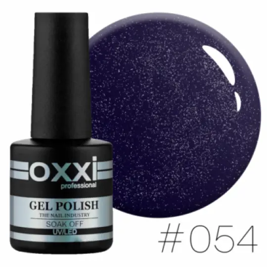 Oxxi gel polish #054 (dark purple with blue micro-shine)