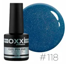 Oxxi gel polish #118 (blue with small turquoise sparkles)