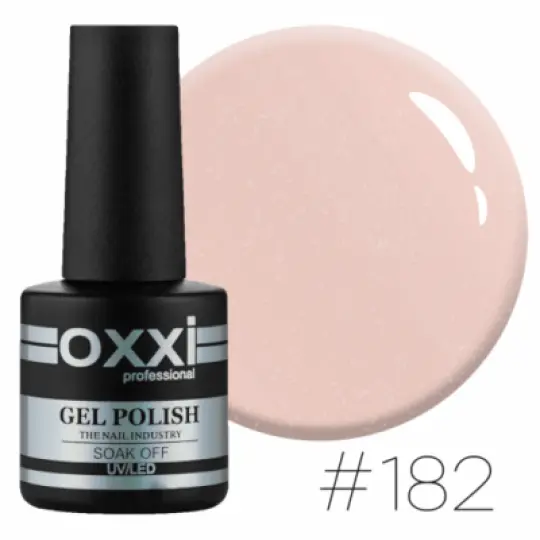 Oxxi gel polish #182 (soft peachy pink, micro shine)
