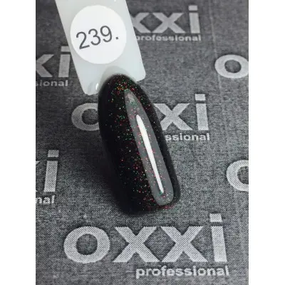 Oxxi gel polish #239 (black with red and green micro-shine)