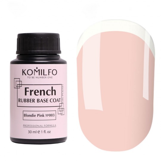French Rubber Base №003 Blondie Pink (без кисточки, бутылка) 30 ml. Komilfo