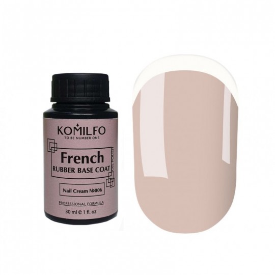 French Rubber Base №006 Nail Cream (without brush,bottle) 30 ml. Komilfo