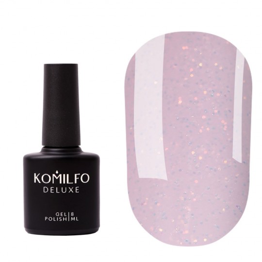 Komilfo Moon Crush Base 104 milky pink base, gold glitter, translucent, 8 ml