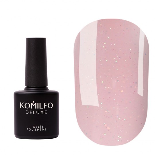 Komilfo Moon Crush Base 106 milky pink base, gold glitter, translucent, 8 ml