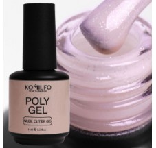 PolyGel №005 Nude Glitter (with shimmer) 15 ml. Komilfo